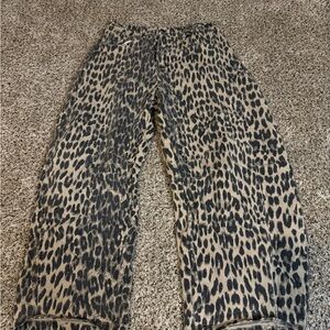 Leopard Print Pull-On Pants - Beige & Black